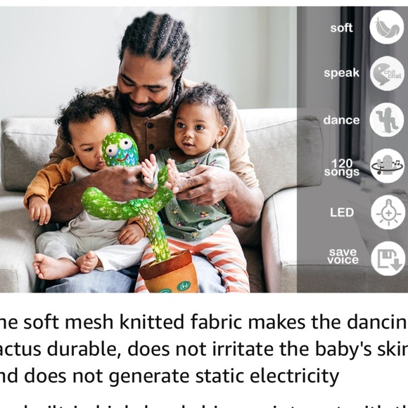 Dancing Cactus Toy Talking Cactus Baby Toys,Singing Mimicking Cactus Toy - Picture 8 of 8